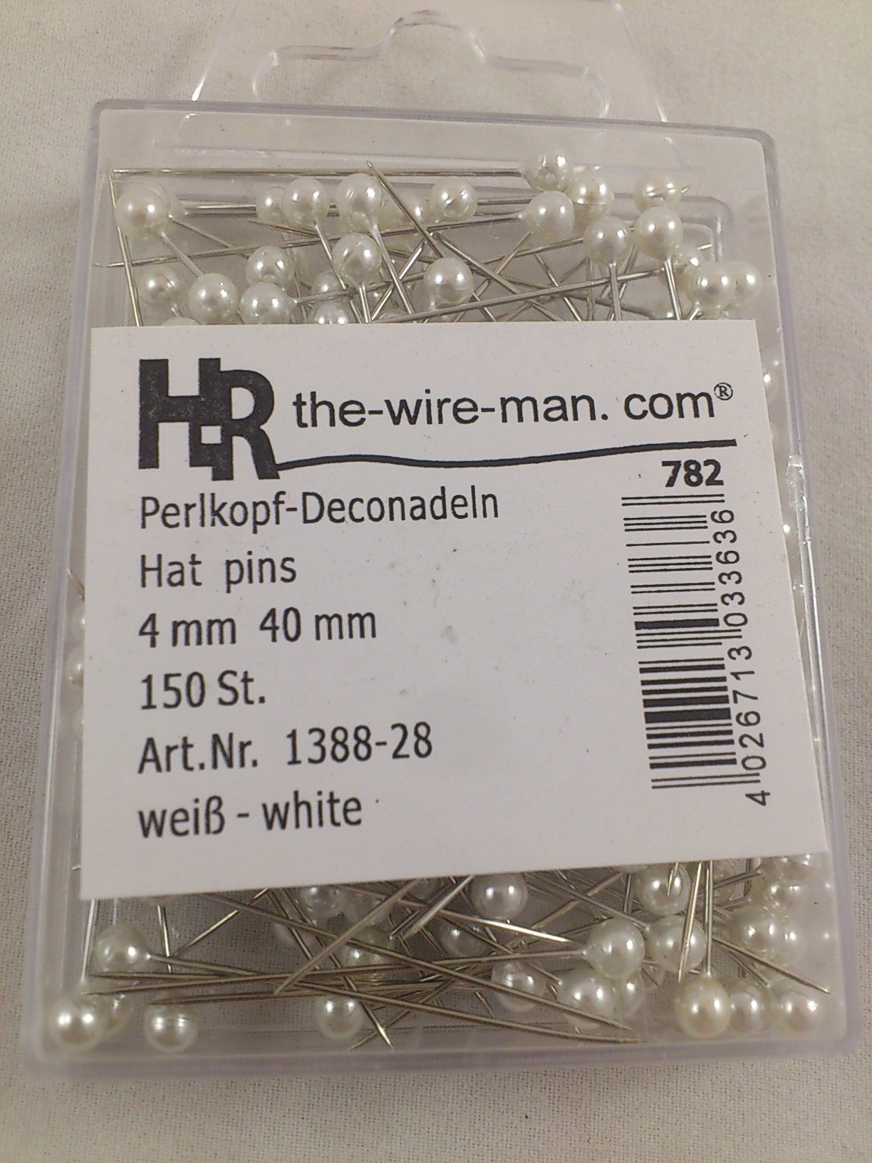 Colored pins 4 mm 150 p. white